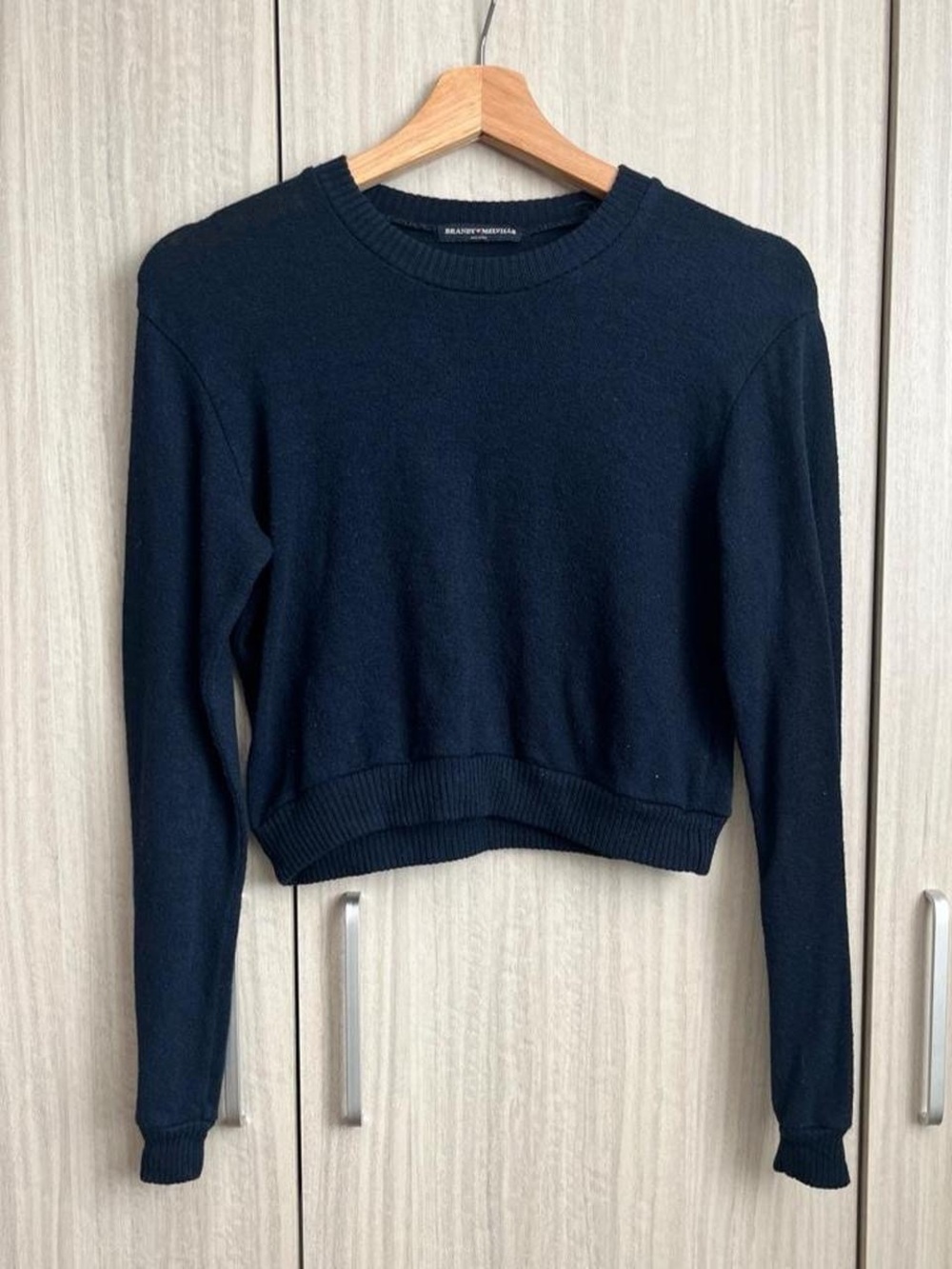 Brandy Melville Navy Cropped Crew Sweatshirt